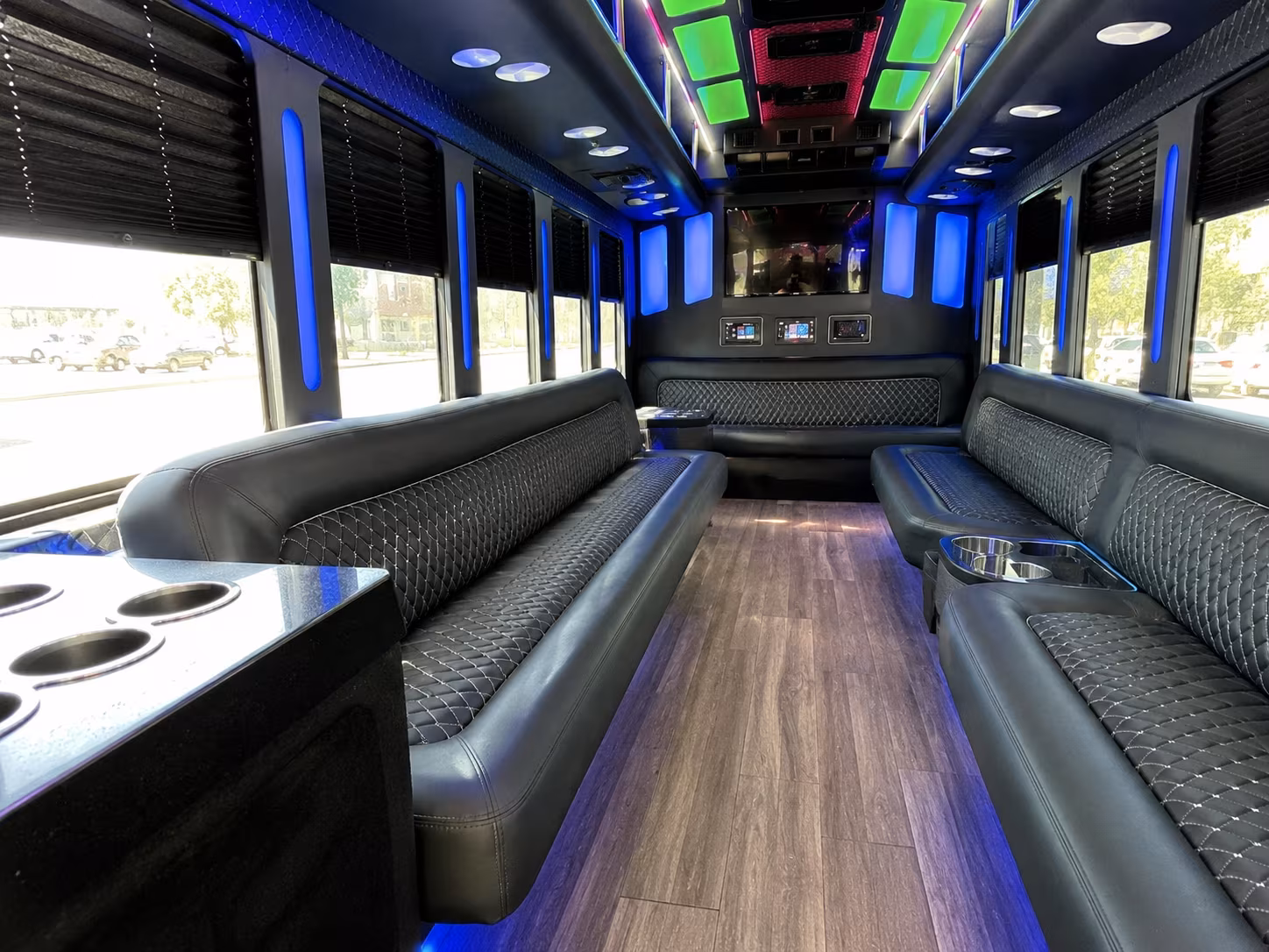 santee 15 passenger party bus inside