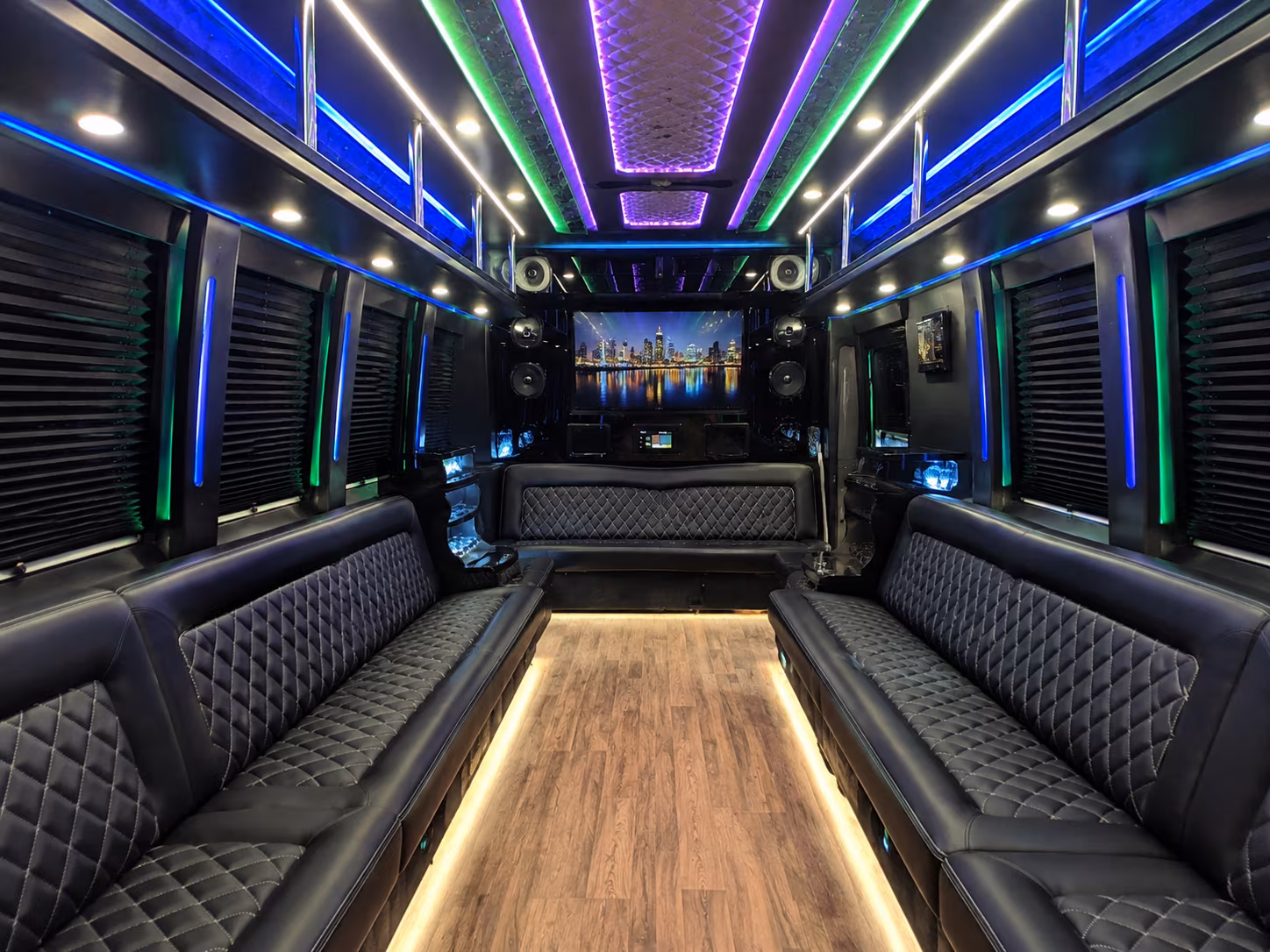 santee 25 passenger party bus interior