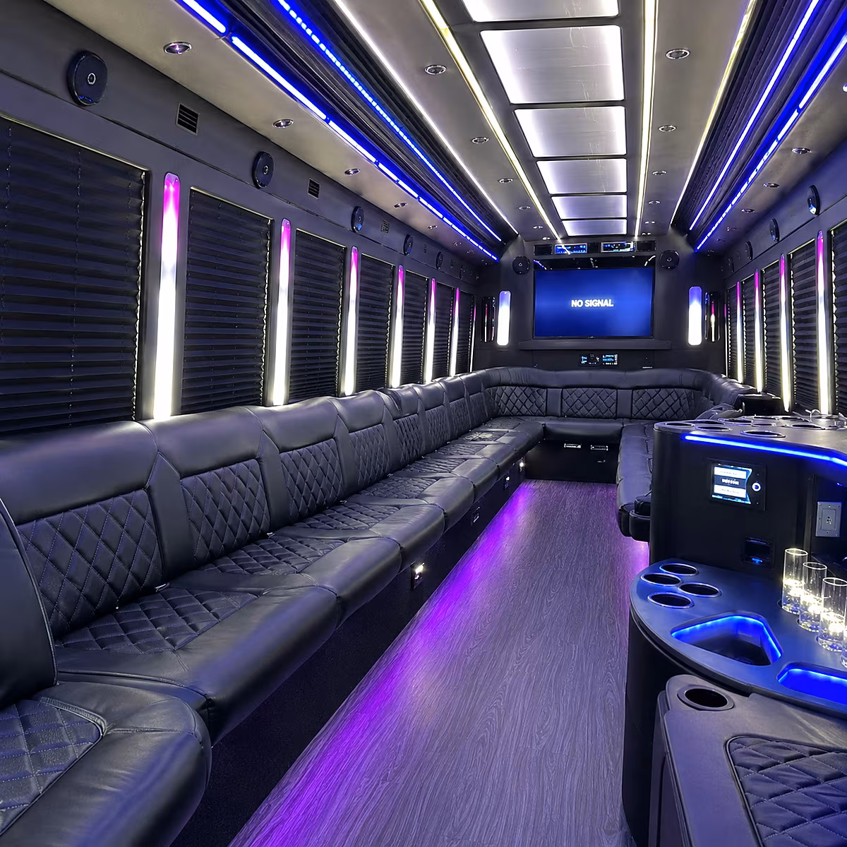 santee 30 passenger party bus inside