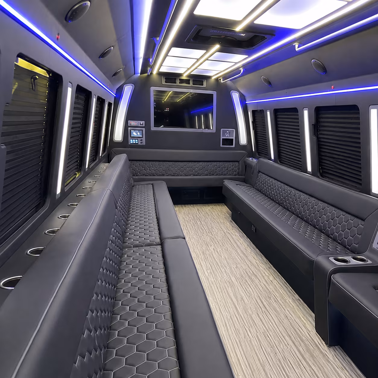 santee 40 passenger party bus inside