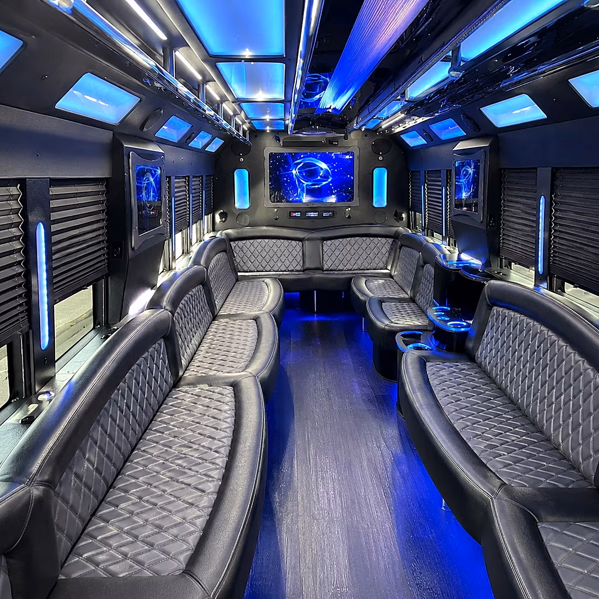 santee 50 passenger party bus interior
